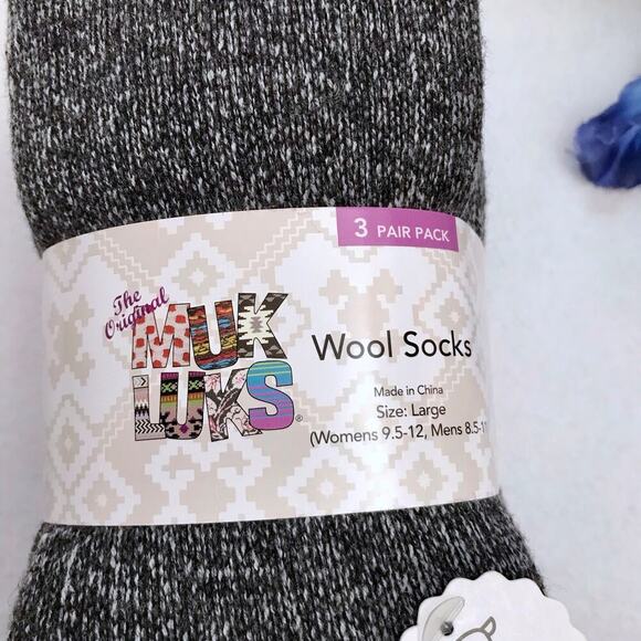 Muk Luks NWT 3 Pairs Pack Wool Blend Socks Adult L - Picture 6 of 7